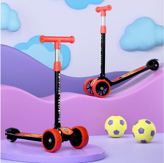 Kids 3-Wheel Kick Scooter | Adjustable Height | Foldable BABY Scooter for 75Kg Kids Scooter (Red, Pack of 1)