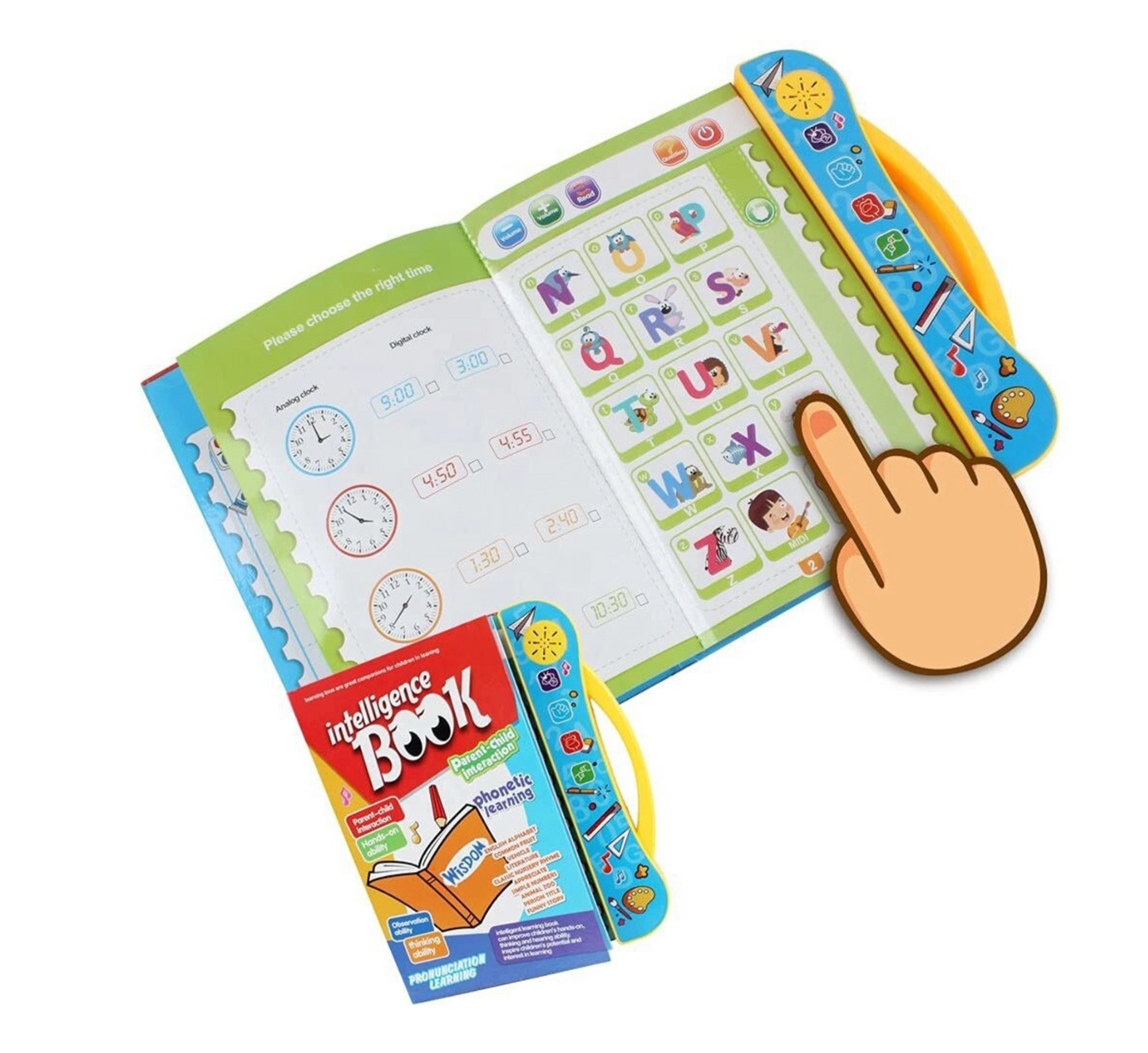 Intelligence E-Book for Kids - Learning Book with Sound, Educational English Reading Book - Alphabets, Numbers, Animals, Fruits, Person Title,... (Multicolor)