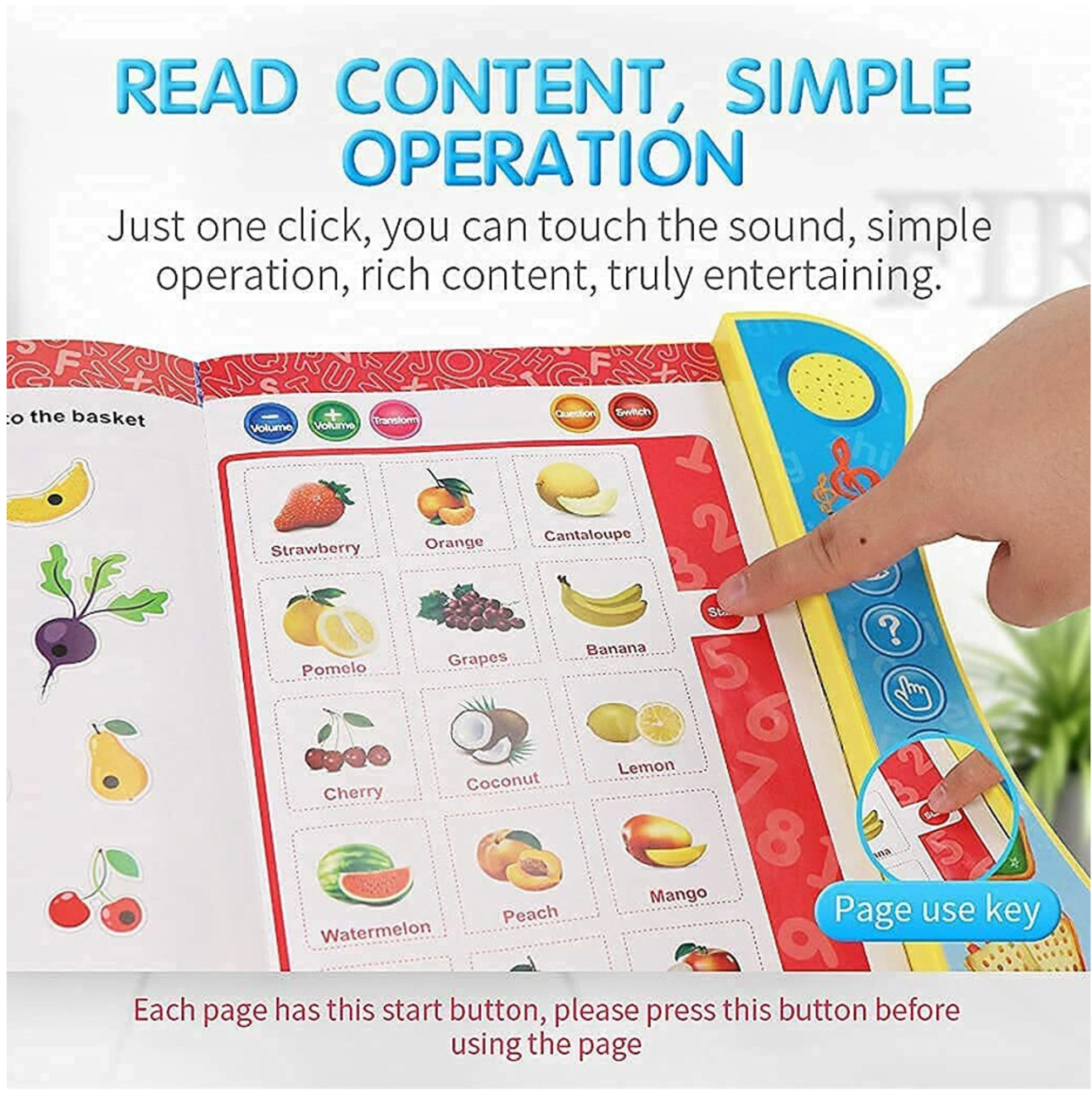 Intelligence E-Book for Kids - Learning Book with Sound, Educational English Reading Book - Alphabets, Numbers, Animals, Fruits, Person Title,... (Multicolor)